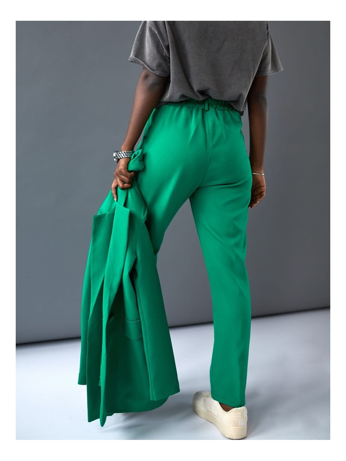 Elegant green cigarette pants with a crease SFMY16767 - Online store - Boutique